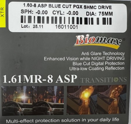 Photochromic 1.61 Blue Block XTRActive GREY + 6.00 ~ -10.00